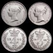 London Coins : A159 : Lot 905 : Maundy Set 1849 ESC 2459 the Threepence with 9 over lower 9, Bright EF with some hairlines