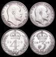 London Coins : A159 : Lot 914 : Maundy Set 1908 ESC 2524 EF to A/UNC the Fourpence and Threepence with some hairlines