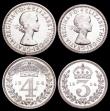London Coins : A159 : Lot 924 : Maundy Set 1954 ESC 2571 A/UNC to UNC and lustrous, the Fourpence with a small tone spot on the rim