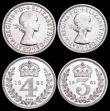 London Coins : A159 : Lot 930 : Maundy Set 1961 ESC 2578 UNC and lustrous, the Twopence with some small rim nicks, the Penny with sm...