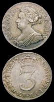 London Coins : A159 : Lot 992 : Maundy Threepences (2) 1708 ESC 2011 NEF, 1709 ESC 2012 GVF with a slight flattening and small to th...