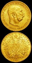London Coins : A160 : Lot 1018 : Austria 10 Corona 1912 and 20 Corona 1915 both restrike Unc