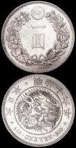 London Coins : A160 : Lot 1169 : Japan Yen (2) Year 16 (1883) Y#A25.2 EF and lustrous with some contact marks, Year 36 (1903) Y#A25.3...