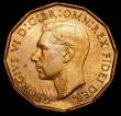 London Coins : A160 : Lot 2018 : Brass Threepence 1949 Peck 2392 UNC and lustrous with some uneven tone reverse, rare in this high gr...
