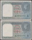London Coins : A160 : Lot 250 : Burma 1 Rupee (2) issued 1947 a pair of consecutively numbered notes series Q22 090393 & Q22 090...
