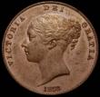 London Coins : A160 : Lot 2997 : Penny 1858 the 8 struck overstrike, the underlying figure unclear,  Gouby CP1858Ga, EF with a hint o...
