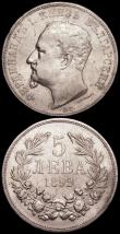 London Coins : A160 : Lot 3123 : Bulgaria (2) 5 Leva 1892KB KM#15 VF, 1894KB KM#18 VF 