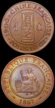 London Coins : A160 : Lot 3228 : French Indo-China One Cent (2) 1887A KM#1 UNC with colourful tone, 1894A KM#1 EF