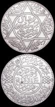 London Coins : A160 : Lot 3372 : Morocco Rial (10 Dirhams) (2) AH1331 (1913) Pa Y#33 EF or better with a small tone spot, AH1336 (191...