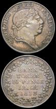 London Coins : A161 : Lot 1244 : Ireland Ten Pence Bank Tokens 1813 (2) S.6618 EF and nicely tones, and Near Fine/Fine
