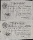 London Coins : A162 : Lot 127 : Peppiatt Ten Pounds B242 (2) German Operation Bernhard forgery WW2 both dated 16th March 1935 a cons...