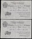 London Coins : A162 : Lot 143 : Catterns Five pounds white notes B228 (2) both dated 1st June 1932, a consecutively numbered pair se...