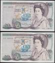 London Coins : A162 : Lot 148 : Somerset Twenty pounds (2) B351 issued 1984, FIRST RUN notes, one with low number series 01A 000546 ...