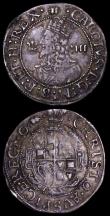 London Coins : A162 : Lot 1595 : Groat Charles I Aberystwyth, Crown breaks inner circle S.2891 mintmark Book Good Fine and nicely ton...