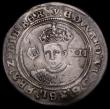 London Coins : A162 : Lot 1630 : Shilling Edward VI Fine silver issue S.2482 mintmark y Fine, struck on an uneven flan 