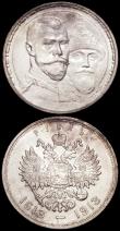 London Coins : A162 : Lot 1693 : Russia Roubles (2) 1913BC 300th Anniversary of the Romanov Dynasty Y#70 A/UNC and lustrous with some...