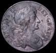 London Coins : A162 : Lot 1710 : Crown 1682 2 over 1, also edge appears QVRRTO due to QVARTO being struck over TERTIO ESC 65B, Bull 4...