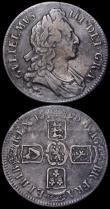 London Coins : A162 : Lot 1745 : Crowns (2) 1695 SEPTIMO, with cinquefoil stops on the edge ESC 86, Bull 990, Fine with an old and co...