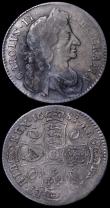London Coins : A162 : Lot 1846 : Halfcrown 1683 ESC 490, Bull 497 some weakness of strike between 1 and 2 o'clock and correspond...