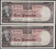 London Coins : A162 : Lot 185 : Australia 10 Pounds issued 1954 - 1959, a consecutively numbered pair series WA/03 193012 & WA/0...