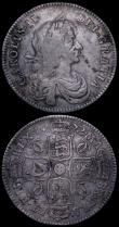 London Coins : A162 : Lot 1858 : Halfcrowns (2) 1672 Third Bust ESC 471 with stop after HIB Fine with some surface marks, 1696 OCTAVO...