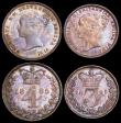 London Coins : A162 : Lot 1868 : Maundy Set 1885 ESC 2499, Bull 3542 EF to UNC with matching tone, the Penny with tiny rim nicks