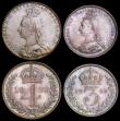 London Coins : A162 : Lot 1869 : Maundy Set 1888 ESC 2502, Bull 3545 A/UNC to UNC with matching tone, the Fourpence, Threepence and T...