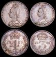 London Coins : A162 : Lot 1870 : Maundy Set 1889 ESC 2504, Bull 3547 A/UNC to UNC with a matching tone, the Penny with a tiny rim nic...