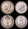 London Coins : A162 : Lot 1871 : Maundy Set 1932 ESC 2549, Bull 3993 GEF to UNC the Fourpence, Twopence and Penny with matching tone,...