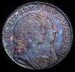 London Coins : A162 : Lot 1882 : Shilling 1692 ESC 1075, Bull 863 VF or better with a superb deep blue, gold and magenta tone, minor ...