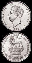 London Coins : A162 : Lot 1895 : Shilling 1825 Lion on Crown ESC 1254, Bull 2405 GEF lustrous, somewhat prooflike, Sixpence 1821 ESC ...