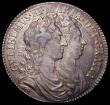 London Coins : A162 : Lot 2288 : Halfcrown 1689  First Shield, Caul Only Frosted, with Pearls, ESC 505, Bull 831 NVF with some gold t...