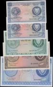 London Coins : A162 : Lot 235 : Cyprus (5), 5 Pounds dated 1st August 1976 series S/179 524306, (Pick44c), 1 Pound dated 1st May 197...