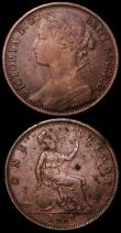 London Coins : A162 : Lot 2403 : Pennies (2) 1879 Freeman 98 dies 9+K Fine for wear the reverse with some spots, Rare, 1879 Freeman 9...
