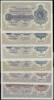 London Coins : A162 : Lot 243 : Falkland Islands (6), 1 Pound dated 1967, 1974, 1977 & 1982, the 1982 example with nice RADAR no...