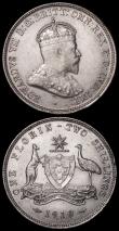 London Coins : A162 : Lot 2916 : Djibouti 50 Centimes 1921 Bronze KM#9 NVF along with Australia Florin 1910 KM#21 VF/GVF