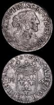 London Coins : A162 : Lot 2918 : France (2) 1/12 &eacute;cu au buste juv&eacute;nile 1664. Silver, Louis XIV 1664D. Laureate and drap...