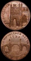 London Coins : A162 : Lot 849 : Halfpennies 18th Century (2) Suffolk - Beccles 1795 DH6 Obverse Church/Reverse: Bridge UNC with trac...