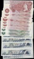 London Coins : A163 : Lot 1336 : Bank of England (17), 10 Shillings signed O'Brien (2), Fforde (6), 1 Pound signed Hollom (2), 5...