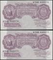 London Coins : A163 : Lot 1343 : Peppiatt 10 Shillings B251 (2) mauve emergency issue 1940, a pair of consecutively numbered notes se...