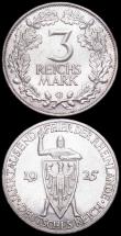London Coins : A163 : Lot 2463 : Germany - Weimar Republic (2) 3 Reichsmarks 1925G KM#46 EF, 2 Reichsmarks 1926A KM#45 EF