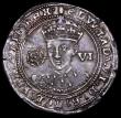 London Coins : A163 : Lot 350 : Sixpence Edward VI Fine Silver issue S.2483 mintmark Tun NEF with strong portrait and colourful unde...