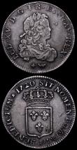 London Coins : A164 : Lot 360 : France (2) 1/3rd Ecu 1720 KM#457.1 GF/NVF pleasantly toned showing traces of the understruck coin, F...