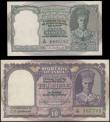 London Coins : A165 : Lot 1227 : India KGVI portrait 1943 undated issues (2) comprising 5 Rupees Pick 23a black serial number D/29 66...