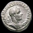 London Coins : A165 : Lot 2074 : Roman Denarius Macrinus (217-218AD) Obverse: Bust right, laureate, draped and cuirassed, with longer...