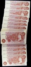 London Coins : A165 : Lot 213 : Ten shillings Fforde B310 (100) a consecutively numbered run series C30N 518001 to C30N 518100, ligh...