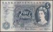 London Coins : A165 : Lot 215 : Five Pounds Fforde 1967 portrait issue B313 Replacement series M24 705769 GEF with some minor dirt h...