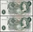 London Coins : A165 : Lot 220 : One Pounds Page B322 (2) HZ63 832723 and HZ63 832724 consecutive numbers. Last series and last run T...