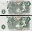 London Coins : A165 : Lot 221 : One Pound Page B323, scarce first and last run REPLACEMENT notes MW01 433460 & MW19 829932, issu...