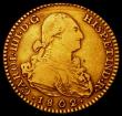 London Coins : A165 : Lot 2279 : Spain 2 Escudos Gold 1802 KM#435.1 Near Fine/Fine with a small dig in the obverse field
